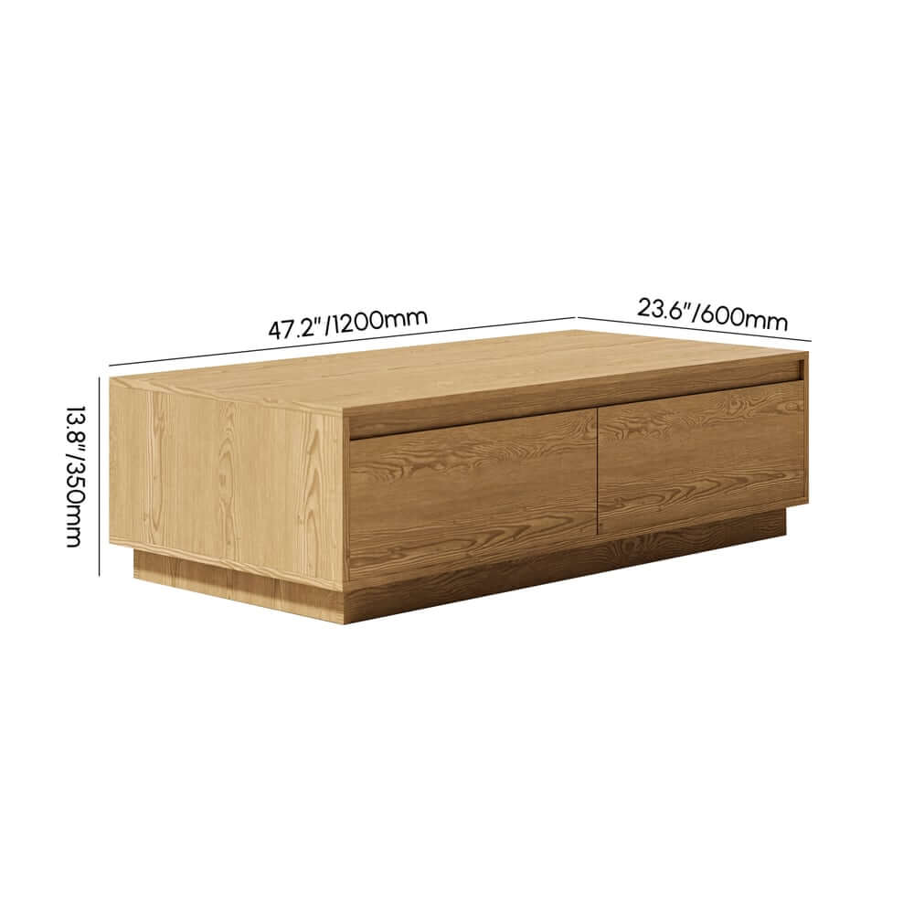 Mid-Century Modern Walnut Coffee Table with Storage Drawers Dimensions