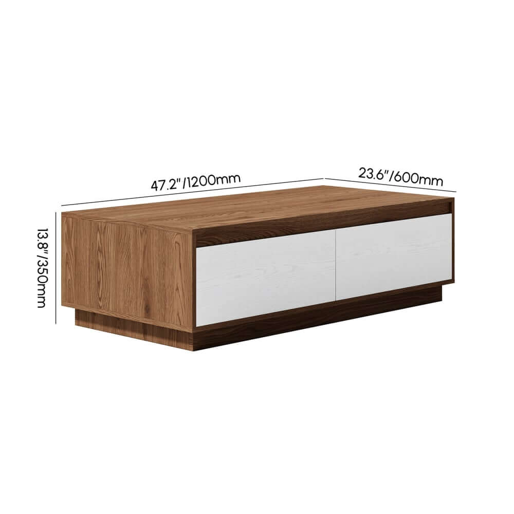 Mid-Century Modern Walnut Coffee Table with Storage Drawers Dimensions