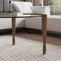 Mid-Century Modern Walnut Glass Round Coffee Table