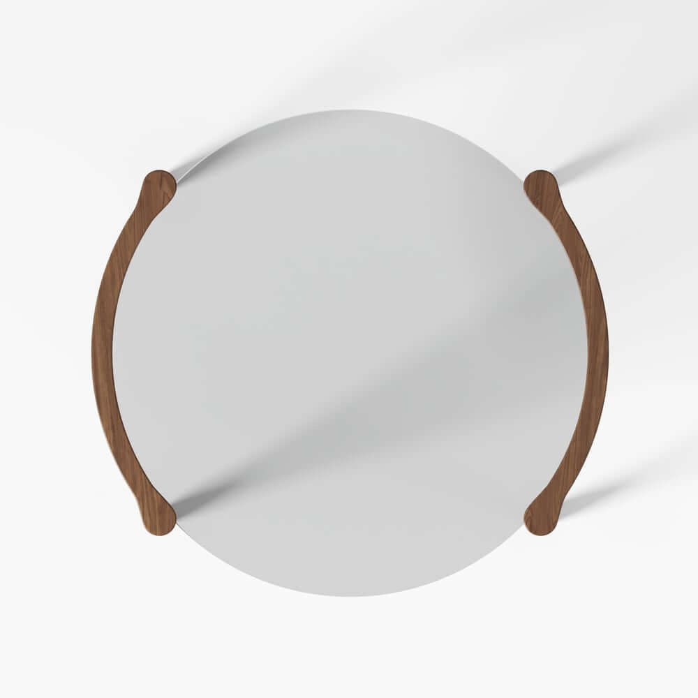 Mid-Century Modern Walnut Glass Round Coffee Table