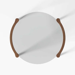 Mid-Century Modern Walnut Glass Round Coffee Table