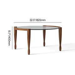 Mid-Century Modern Walnut Glass Round Coffee Table Dimensions