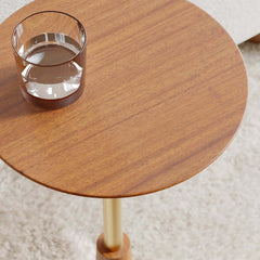 Mid-Century Modern Walnut Round Side Table