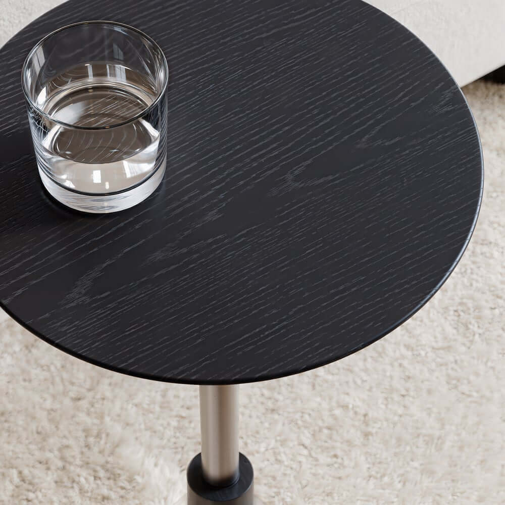 Mid-Century Modern Walnut Round Side Table