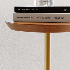 Mid-Century Modern Walnut Round Side Table