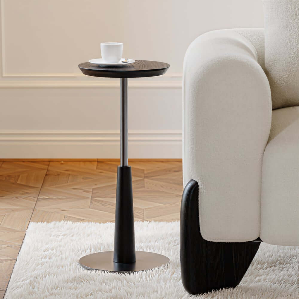 Mid-Century Modern Walnut Round Side Table