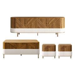 Mid-Century Modern Walnut TV Stand & Coffee Table Set