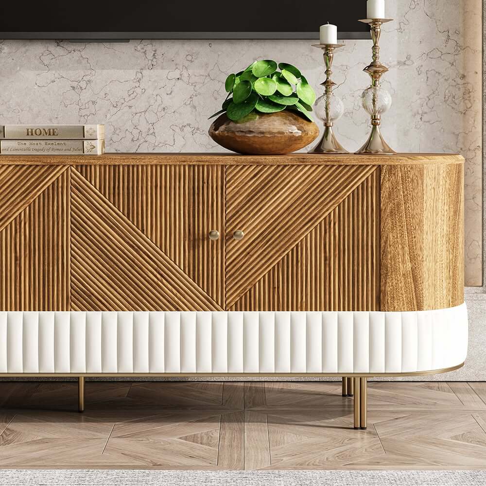 Mid-Century Modern Walnut TV Stand & Coffee Table Set