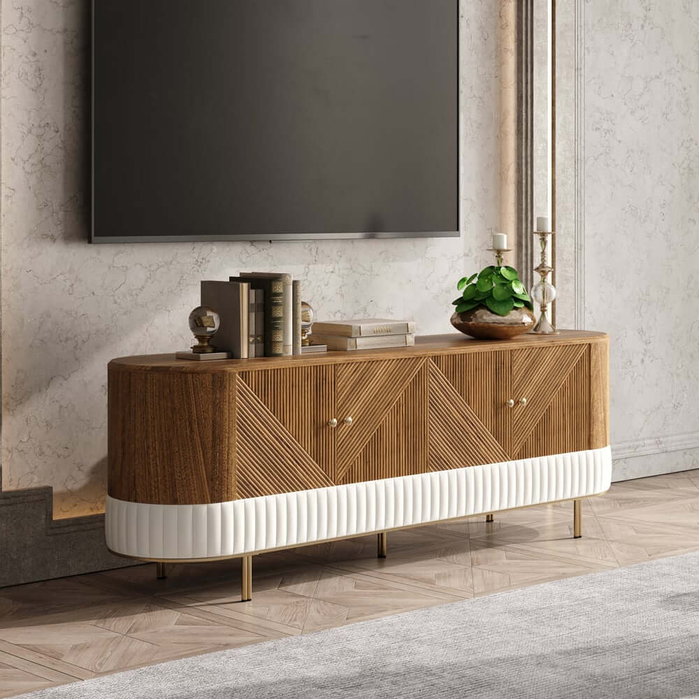 Mid-Century Modern Walnut TV Stand & Coffee Table Set