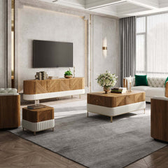 Mid-Century Modern Walnut TV Stand & Coffee Table Set Main Product Image