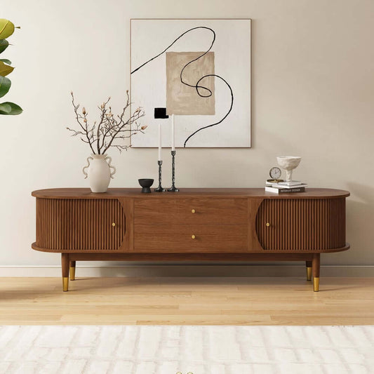 Mid-Century Modern Walnut TV Stand With Cable Management