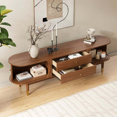 Mid-Century Modern Walnut TV Stand With Cable Management