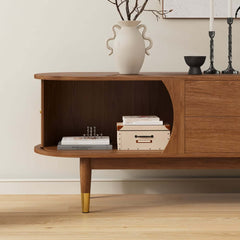 Mid-Century Modern Walnut TV Stand With Cable Management