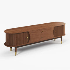 Mid-Century Modern Walnut TV Stand With Cable Management