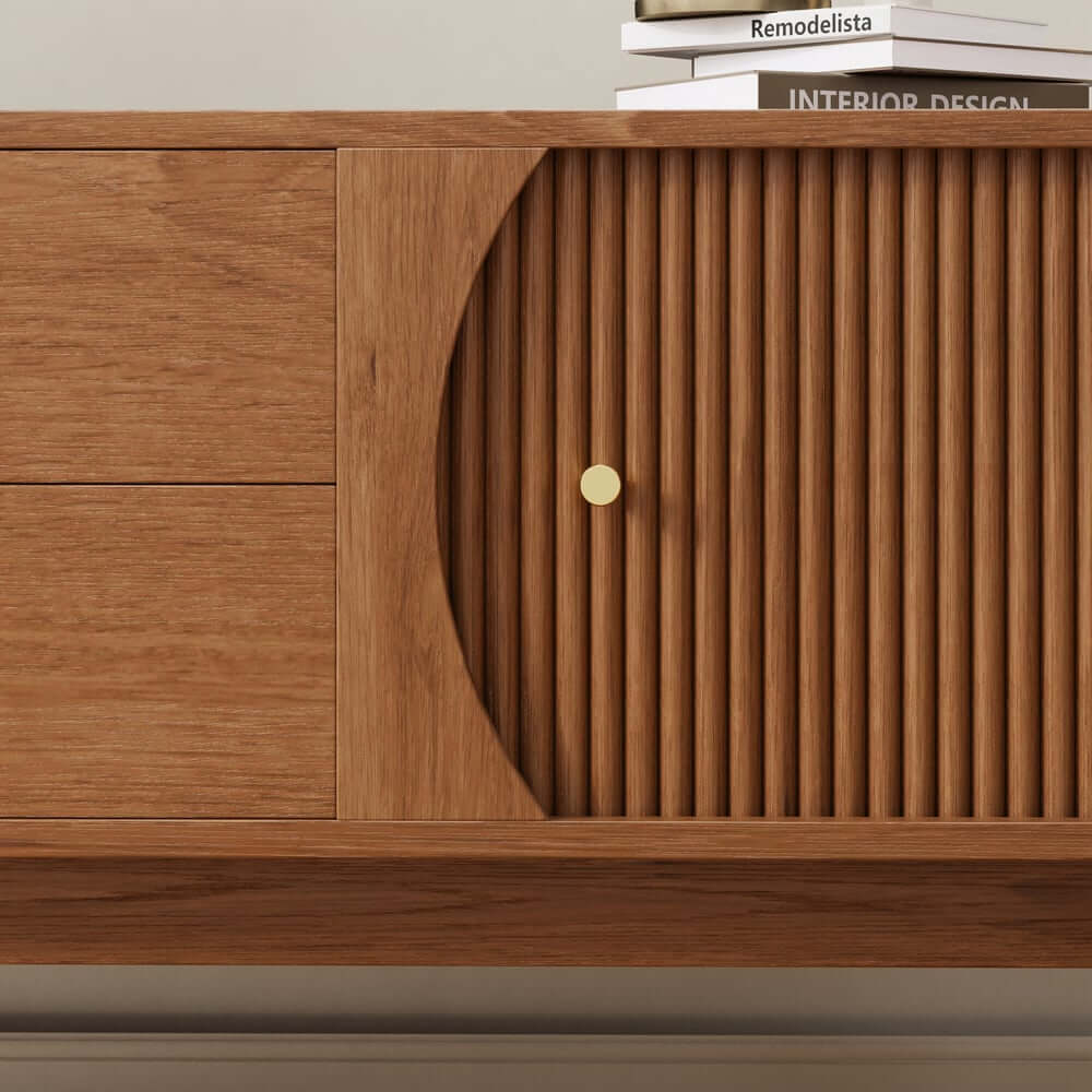 Mid-Century Modern Walnut TV Stand With Cable Management