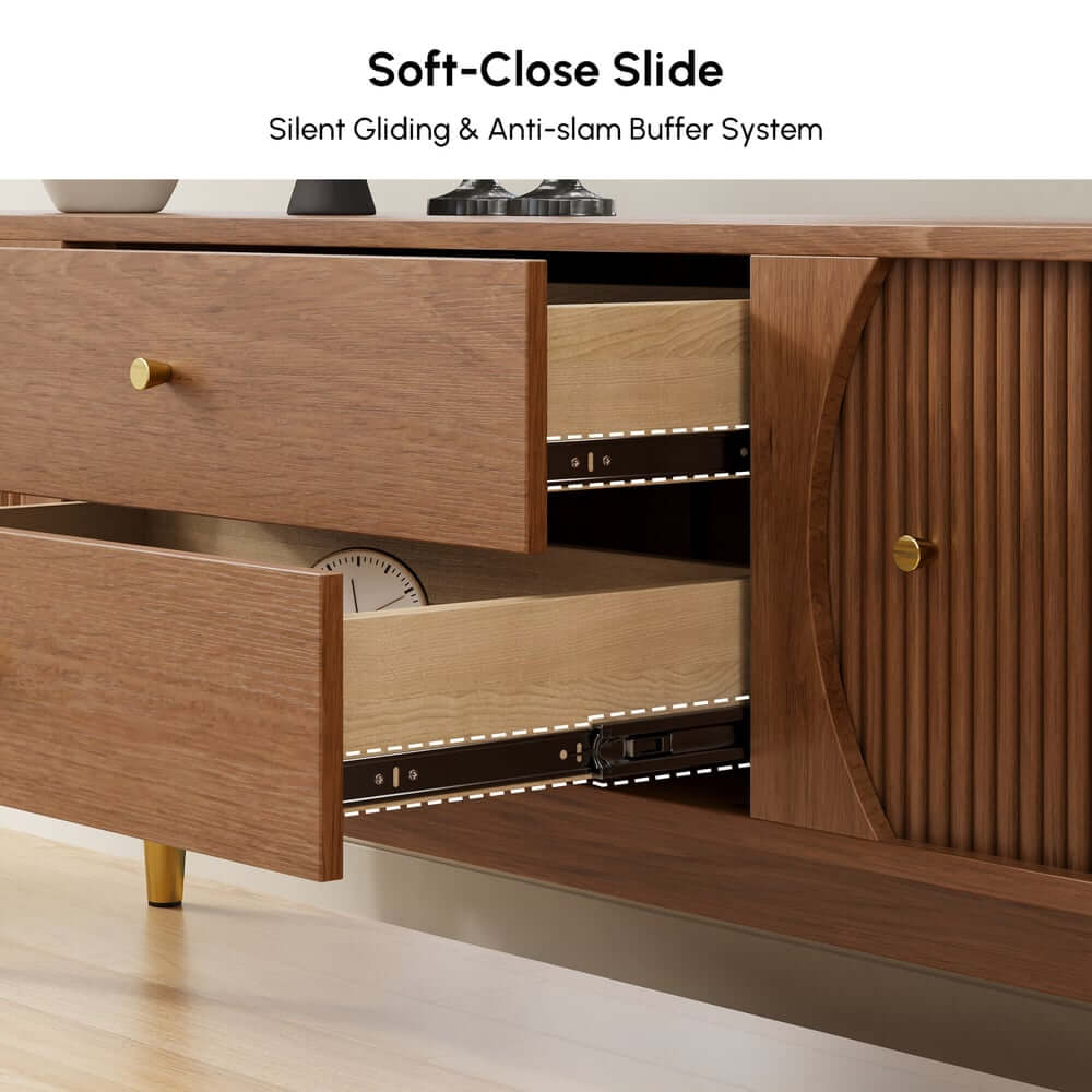 Mid-Century Modern Walnut TV Stand With Cable Management