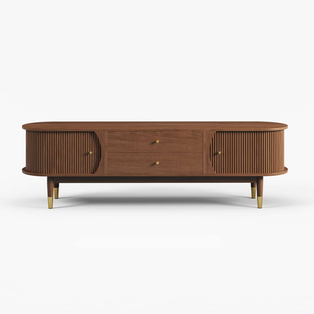 Mid-Century Modern Walnut TV Stand With Cable Management