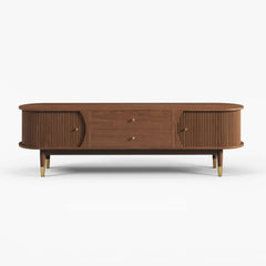 Mid-Century Modern Walnut TV Stand With Cable Management