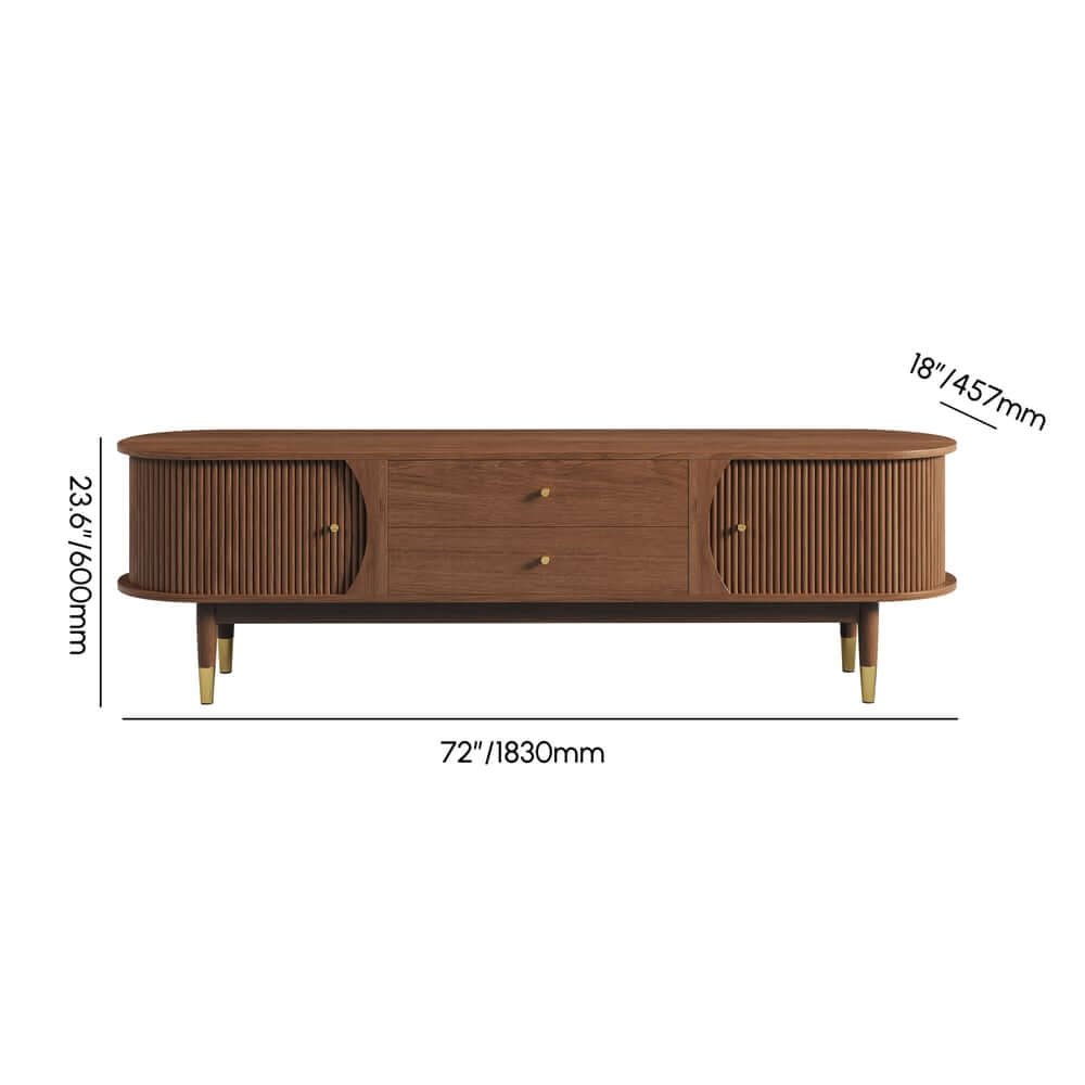 Mid-Century Modern Walnut TV Stand With Cable Management Dimensions