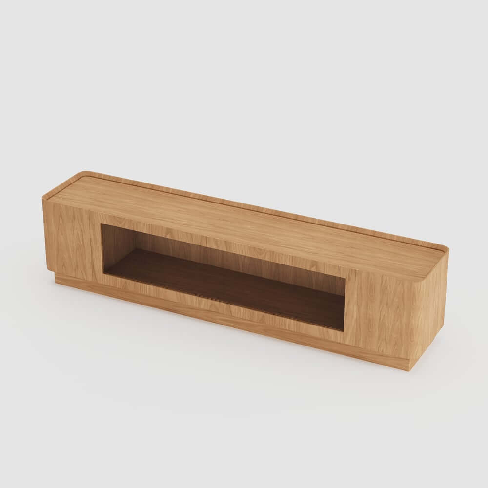 Mid-Century Modern Walnut TV Stand with LED Lighting