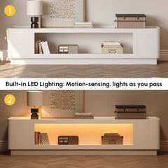 Mid-Century Modern Walnut TV Stand with LED Lighting
