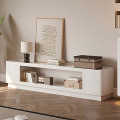 Mid-Century Modern Walnut TV Stand with LED Lighting
