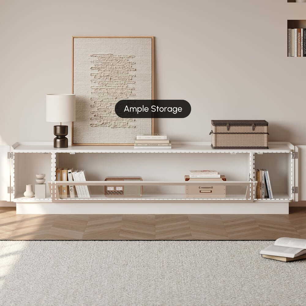 Mid-Century Modern Walnut TV Stand with LED Lighting