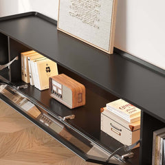 Mid-Century Modern Walnut TV Stand with LED Lighting