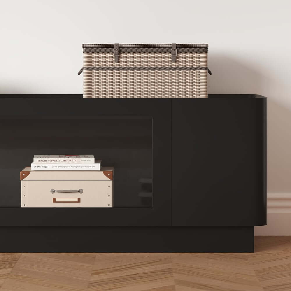 Mid-Century Modern Walnut TV Stand with LED Lighting