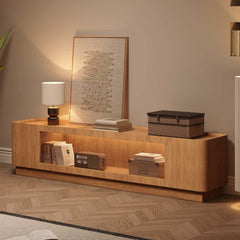 Mid-Century Modern Walnut TV Stand with LED Lighting