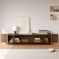 Mid-Century Modern Walnut TV Stand with LED Lighting