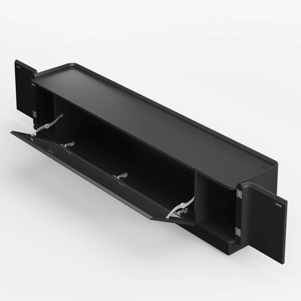 Mid-Century Modern Walnut TV Stand with LED Lighting