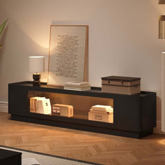 Mid-Century Modern Walnut TV Stand with LED Lighting