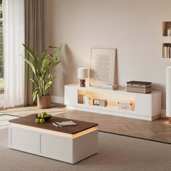 Mid-Century Modern Walnut TV Stand with LED Lighting