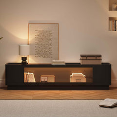 Mid-Century Modern Walnut TV Stand with LED Lighting