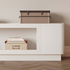 Mid-Century Modern Walnut TV Stand with LED Lighting