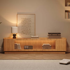 Mid-Century Modern Walnut TV Stand with LED Lighting