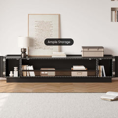 Mid-Century Modern Walnut TV Stand with LED Lighting