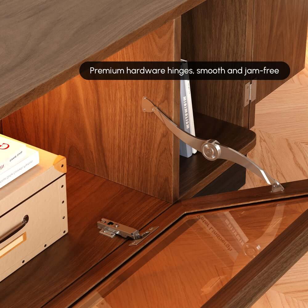 Mid-Century Modern Walnut TV Stand with LED Lighting