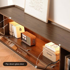 Mid-Century Modern Walnut TV Stand with LED Lighting