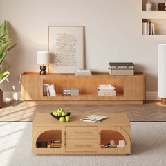 Mid-Century Modern Walnut TV Stand with LED Lighting