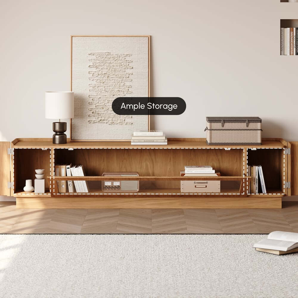 Mid-Century Modern Walnut TV Stand with LED Lighting
