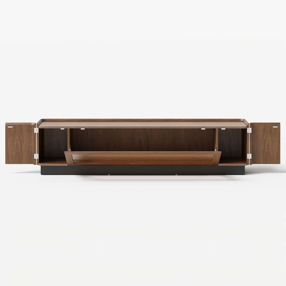 Mid-Century Modern Walnut TV Stand with LED Lighting