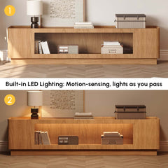 Mid-Century Modern Walnut TV Stand with LED Lighting