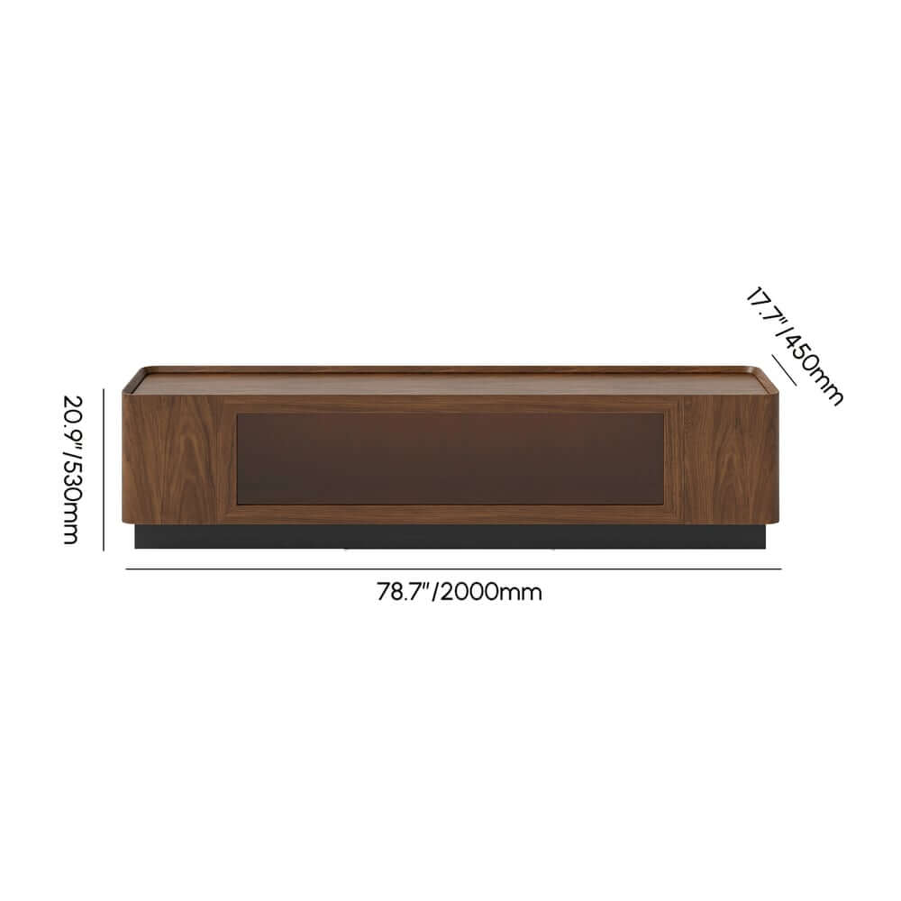 Mid-Century Modern Walnut TV Stand with LED Lighting Dimensions