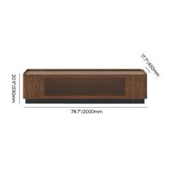 Mid-Century Modern Walnut TV Stand with LED Lighting Dimensions