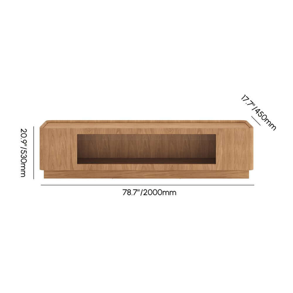 Mid-Century Modern Walnut TV Stand with LED Lighting Dimensions