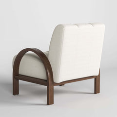 Mid-Century Modern White Boucle Armchair With Rolled Arms