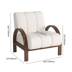 Mid-Century Modern White Boucle Armchair With Rolled Arms Dimensions