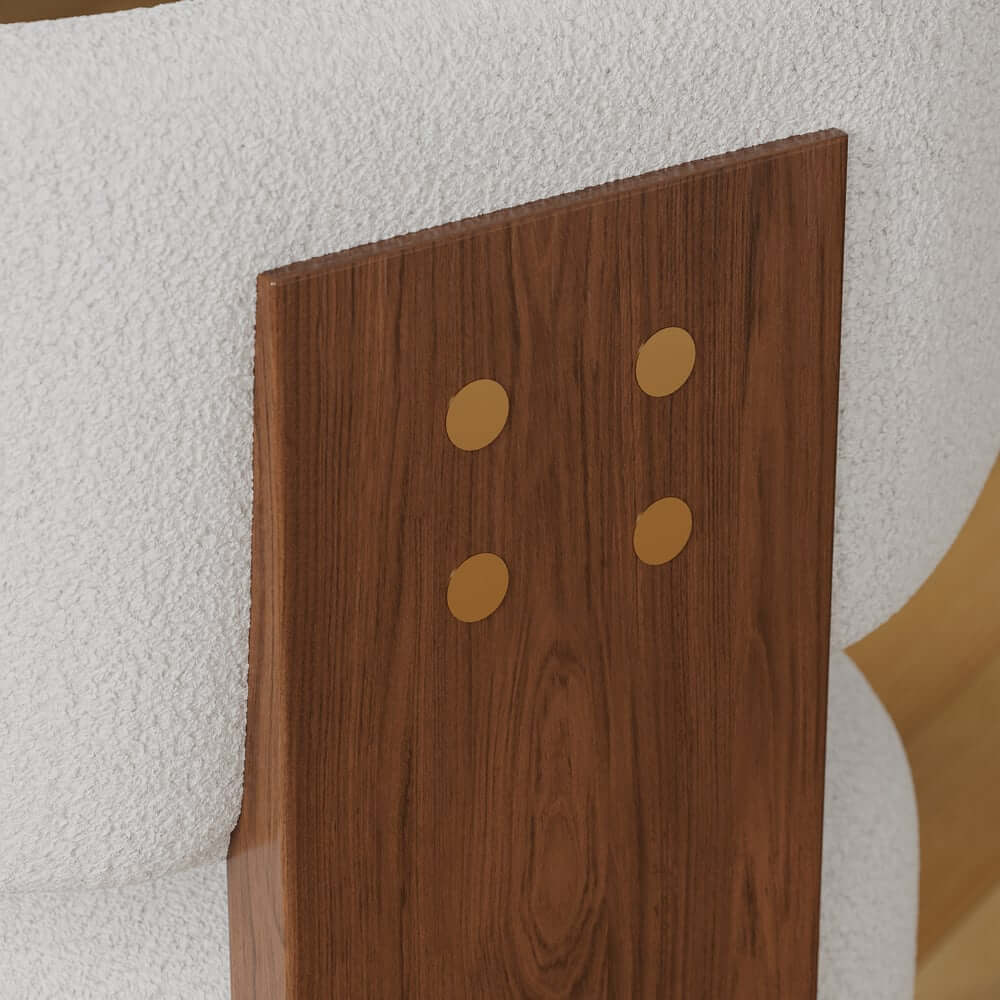 Mid-Century Modern White Boucle Dining Side Chair